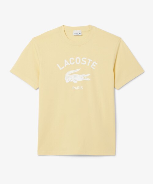 送料関税込みLacoste アーチネームカレッジロゴTシャツ スリーブネームパッチ鹿の子地Tシャツ TH6365 - ラコステ