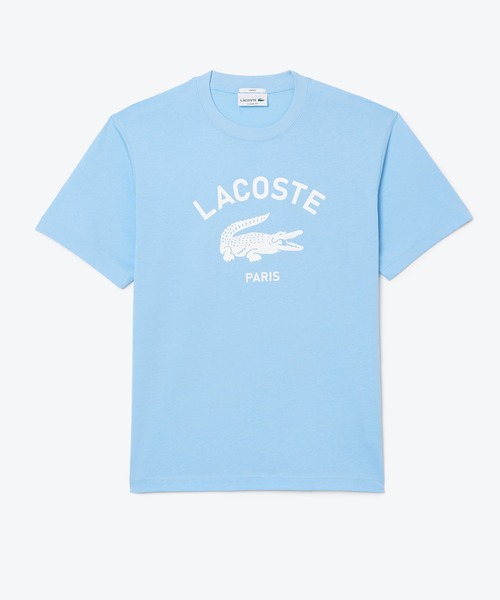 国内配送★LACOSTE★アーチネームカレッジロゴTシャツ ヘビーウェイト アーチネームカレッジロゴプリント 半袖Tシャツ