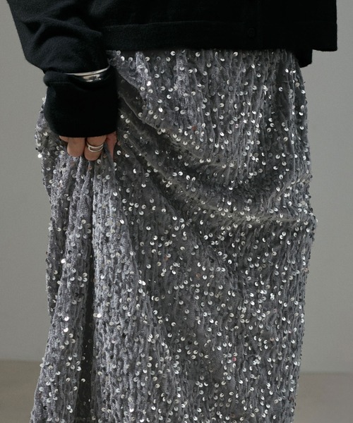 SALON adam et rope'（サロン アダム エ ロペ）の「【WEB限定】ベロアスパンコールスカート（スカート・レディース・ブラック/グレー・FREE）」の13枚目の写真