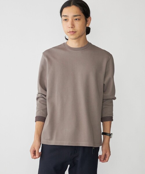 【セール】SHIPS: 鹿の子 ダブルフェイス クルーネック ロングスリーブ Tシャツ (ロンT)（Tシャツ/カットソー）｜SHIPS（シップス）