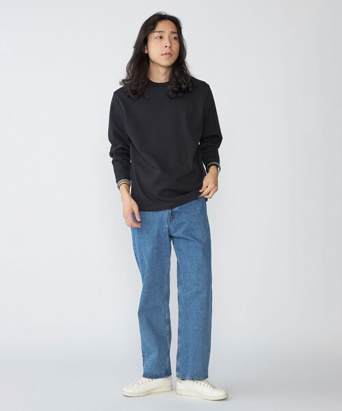 SHIPS(シップス)の「SHIPS: 鹿の子 ダブルフェイス クルーネック ロングスリーブ Tシャツ (ロンT)(Tシャツ/カットソー・メンズ・ベージュ/ネイビー/ブラック・SMALL/MEDIUM/LARGE/X-LARGE)」の4枚目の写真