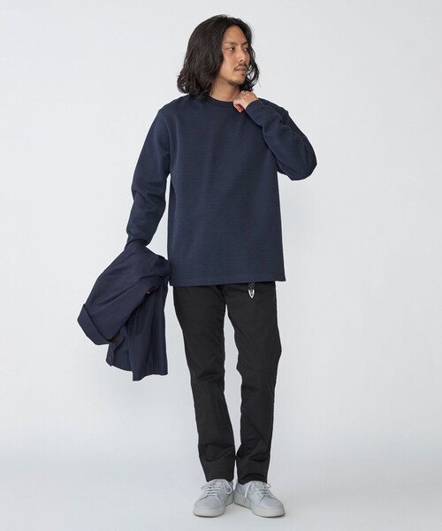 SHIPS(シップス)の「SHIPS: 鹿の子 ダブルフェイス クルーネック ロングスリーブ Tシャツ (ロンT)(Tシャツ/カットソー・メンズ・ベージュ/ネイビー/ブラック・SMALL/MEDIUM/LARGE/X-LARGE)」の5枚目の写真