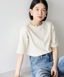 抗菌防臭リブ5分袖カットプルオーバー