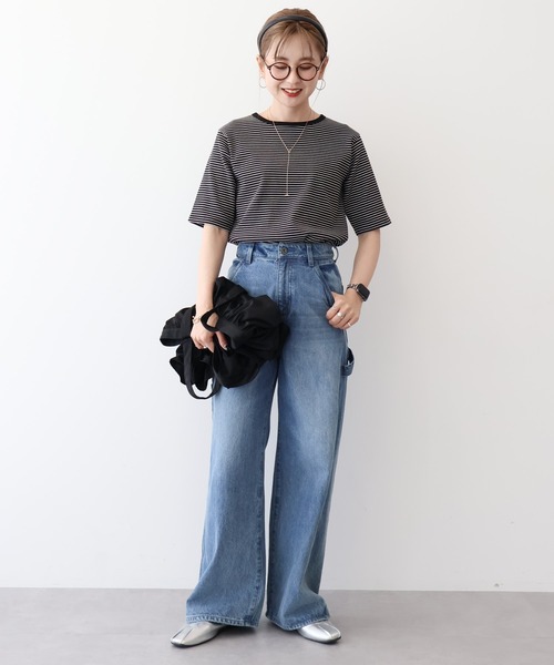 AMERICAN HOLIC(アメリカンホリック)の「抗菌防臭リブ5分袖カットプルオーバー(Tシャツ/カットソー・レディース・チャコールグレー/アイボリー/その他7/ホワイト系その他4・M/L)」の10枚目の写真