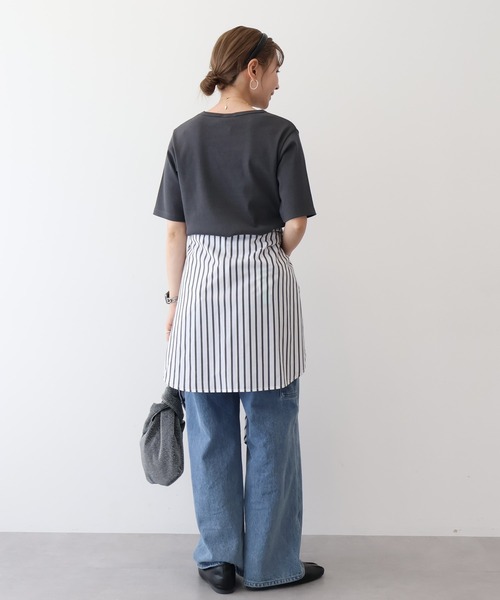 AMERICAN HOLIC(アメリカンホリック)の「抗菌防臭リブ5分袖カットプルオーバー(Tシャツ/カットソー・レディース・チャコールグレー/アイボリー/その他7/ホワイト系その他4・M/L)」の9枚目の写真