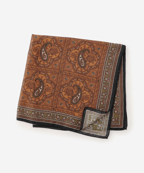 Fratelli Luigi（フラテッリルイージ）の「Fratelli Luigi | ペイズリー シルク大判スカーフ 70x70（バンダナ/スカーフ・レディース・ブラウン系その他/ブルー系その他・ONE）」の2枚目の写真