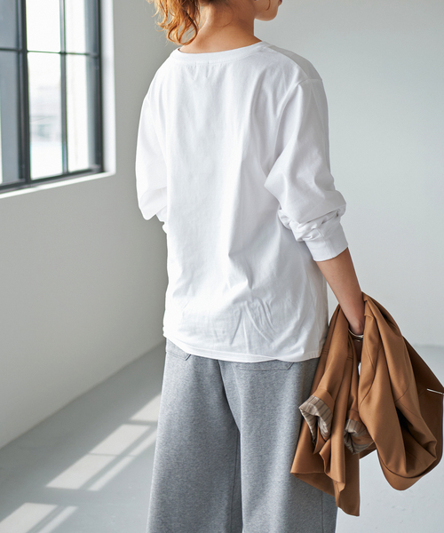 Spick & Span（スピックアンドスパン）の「シルケット天竺ロゴロンTEE3（Tシャツ/カットソー・レディース・ホワイト/チャコールグレー・FREE）」の20枚目の写真