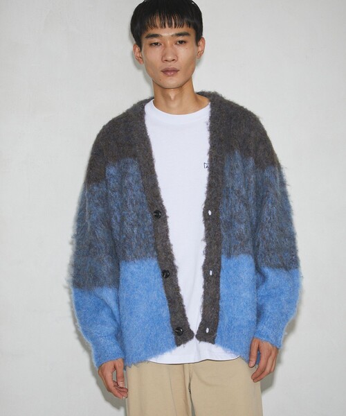 Firsthand(ファーストハンド)の「Firsthand/ファーストハンド グラデーションシャギーカーディガン / シャギーニット(カーディガン/ボレロ・メンズ・ベージュ/ブラック/ブルー・0/1)」の3枚目の写真