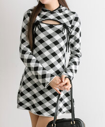 OLIVE des OLIVE | デコルテ開きフードミニワンピ(ワンピース)