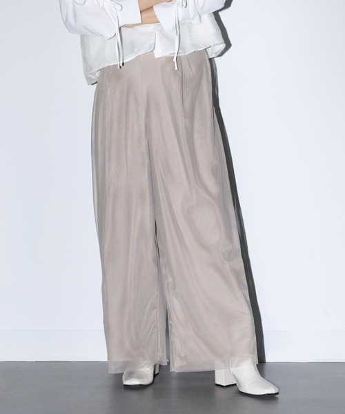 MAISON BREEZE reveur(メゾンブリーズレヴール)の「【MAISON BREEZE reveur】T/Puツイル×チュール レイヤードパンツ XNN(その他パンツ・レディース・ブラック/グレー/グレイッシュベージュ/アイボリー・FREE)」の4枚目の写真