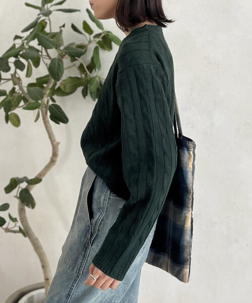 U.S. POLO ASSN.（ユーエスポロアッスン）の「ケーブルニット（ニット/セーター・レディース・レッド/グリーン/ネイビー/マスタード/サックスブルー/アイボリー/グレー・FREE）」の16枚目の写真