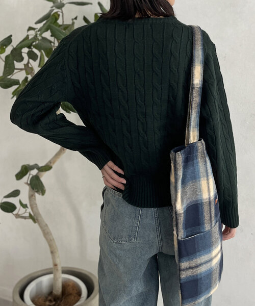 U.S. POLO ASSN.（ユーエスポロアッスン）の「ケーブルニット（ニット/セーター・レディース・レッド/グリーン/ネイビー/マスタード/サックスブルー/アイボリー/グレー・FREE）」の17枚目の写真