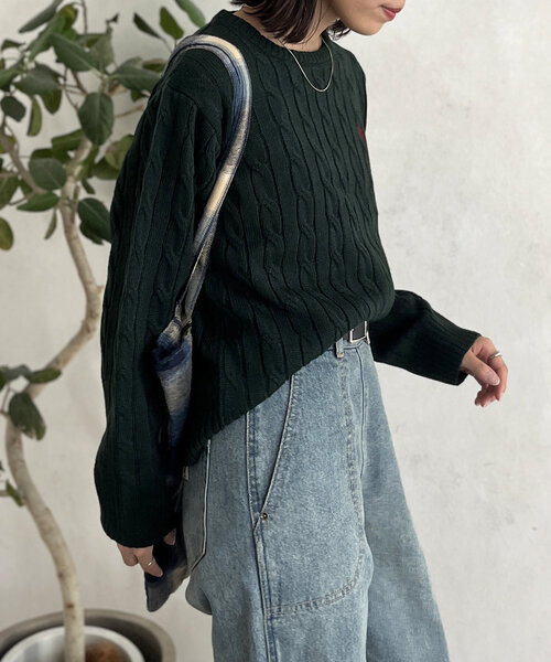 U.S. POLO ASSN.（ユーエスポロアッスン）の「ケーブルニット（ニット/セーター・レディース・レッド/グリーン/ネイビー/マスタード/サックスブルー/アイボリー/グレー・FREE）」の18枚目の写真