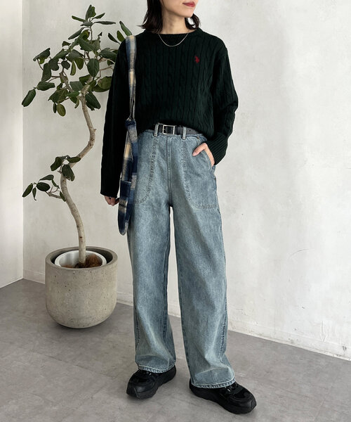 U.S. POLO ASSN.（ユーエスポロアッスン）の「ケーブルニット（ニット/セーター・レディース・レッド/グリーン/ネイビー/マスタード/サックスブルー/アイボリー/グレー・FREE）」の19枚目の写真