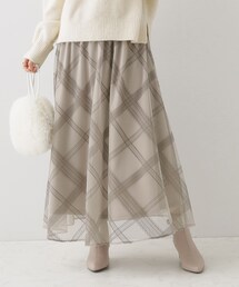 couture brooch | ◆【上品な表情感のあるスカート】フロッキーチェックチュールスカート(スカート)