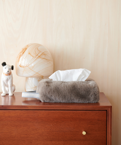 セール】24F1 TISSUE BOX CASE FUR フェイクファー ティッシュ