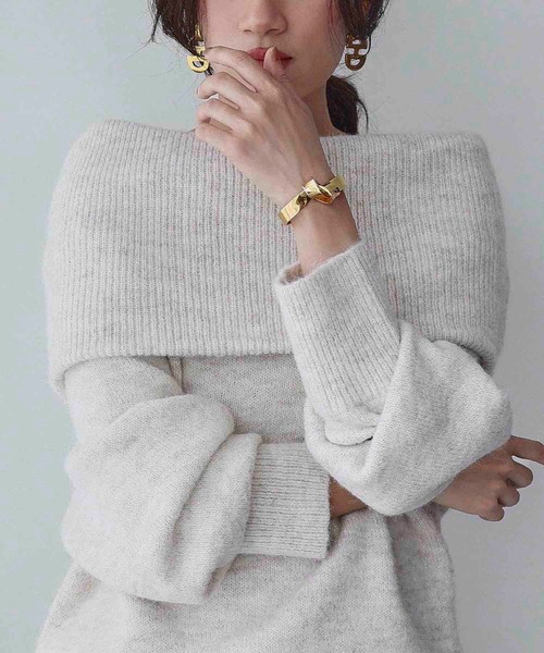 lagunamoonPOLOコラボ アイボリー オフショルダーセーター lagunamoonPOLOコラボ アイボリー オフショルダーセーター