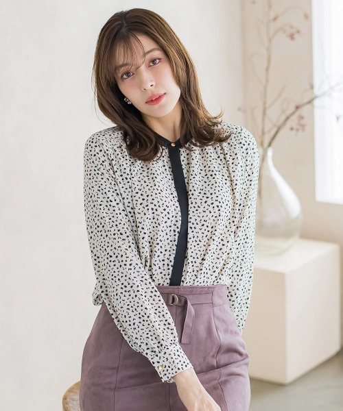 ketty（ケティ）の「レオパードプリントノーカラーブラウス≪手洗い可能≫（シャツ/ブラウス・レディース・アイボリー/ブラック系その他/ブラウン系その他・M）」の6枚目の写真