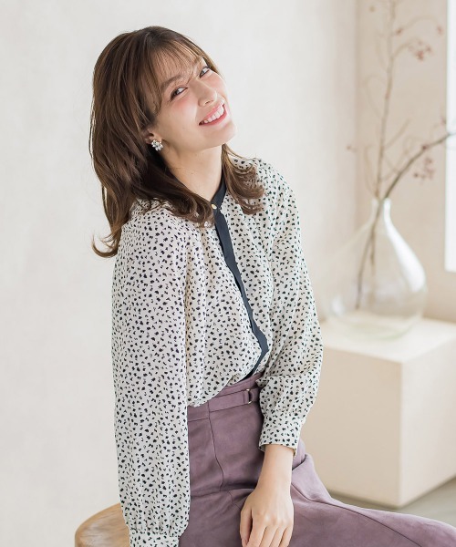 ketty（ケティ）の「レオパードプリントノーカラーブラウス≪手洗い可能≫（シャツ/ブラウス・レディース・アイボリー/ブラック系その他/ブラウン系その他・M）」の8枚目の写真