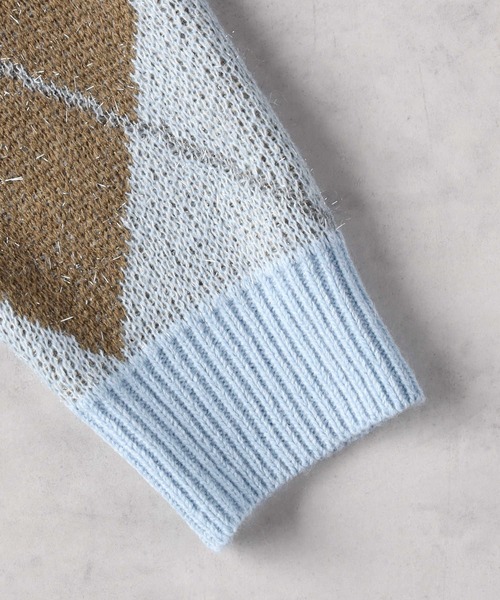 Right-on（ライトオン）の「ラメアーガイルカーディガン（カーディガン/ボレロ・レディース・ブルー/グリーン・XL/M/L）」の15枚目の写真