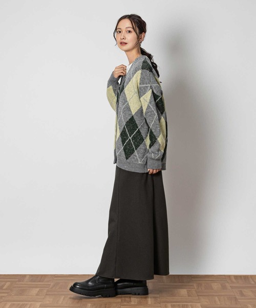 Right-on（ライトオン）の「ラメアーガイルカーディガン（カーディガン/ボレロ・レディース・ブルー/グリーン・XL/M/L）」の4枚目の写真