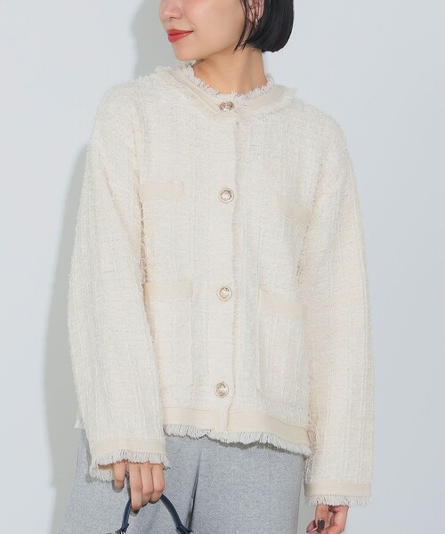 BEAMS HEART（ビームスハート）の「ツイード ニット ジャケット（ノー