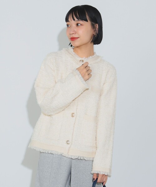 BEAMS HEART（ビームスハート）の「ツイード ニット ジャケット（ノー
