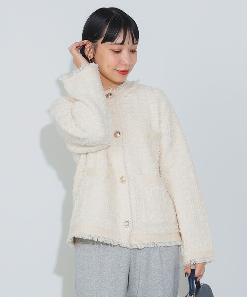 BEAMS HEART（ビームスハート）の「ツイード ニット ジャケット（ノー