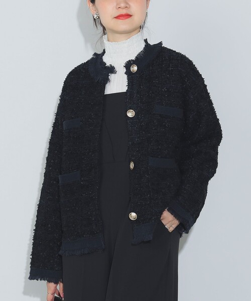 BEAMS HEART（ビームスハート）の「ツイード ニット ジャケット（ノー