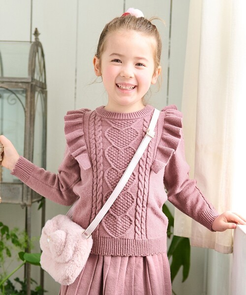 セール】肩フリルハートケーブルニット（ニット/セーター）｜ANY