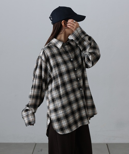 COLONY 2139（コロニートゥーワンスリーナイン）の「チェックオーバーシャツ（シャツ/ブラウス・レディース・チャコールグレー/ブラック/ブラウン/ネイビー・FREE）」の7枚目の写真