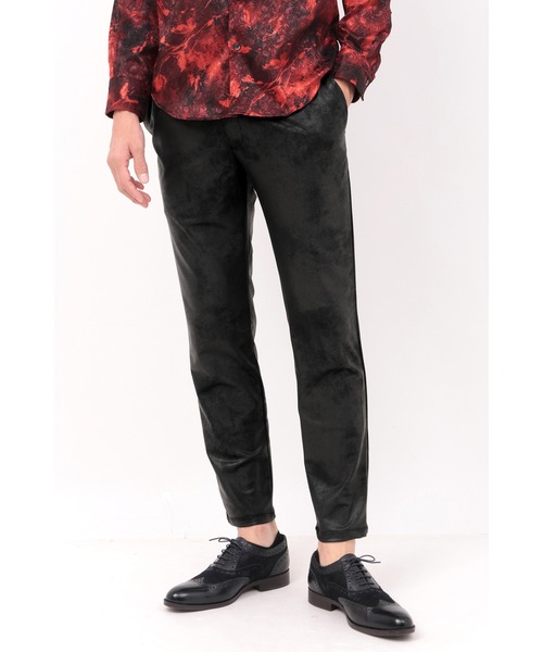 HIGH STREET(ハイストリート)の「HIGH STREET∴ストレッチレザー調プリントイージーパンツ(スラックス・メンズ・ブラック/ベージュ・M/L/LL)」の1枚目の写真