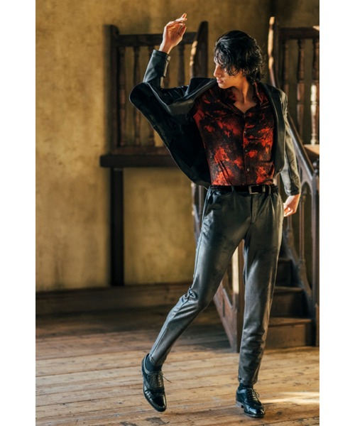HIGH STREET(ハイストリート)の「HIGH STREET∴ストレッチレザー調プリントイージーパンツ(スラックス・メンズ・ブラック/ベージュ・M/L/LL)」の21枚目の写真