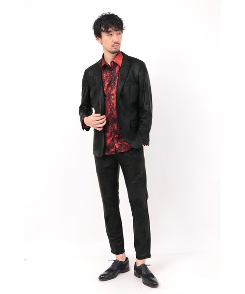 HIGH STREET(ハイストリート)の「HIGH STREET∴ストレッチレザー調プリントイージーパンツ(スラックス・メンズ・ブラック/ベージュ・M/L/LL)」の14枚目の写真