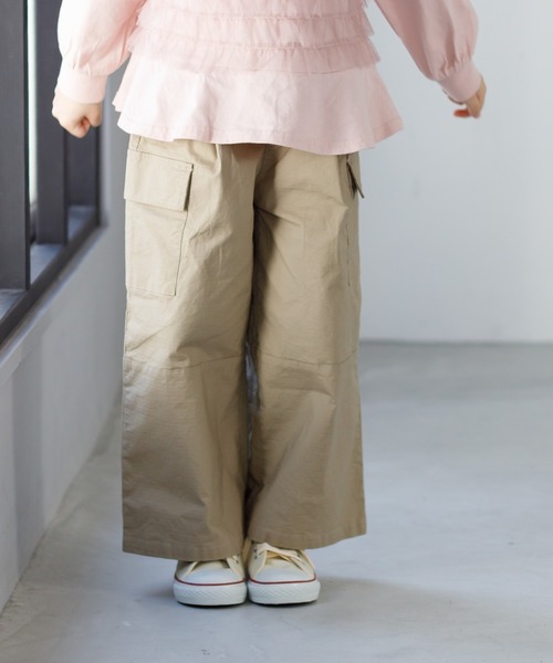MAKE YOUR DAY(メイクユアデイ)の「ワイドシルエットカーゴパンツ■80~140cm(カーゴパンツ・キッズ・ベージュ/ピンク/カーキ・90/100/110/120/130/140/80)」の1枚目の写真