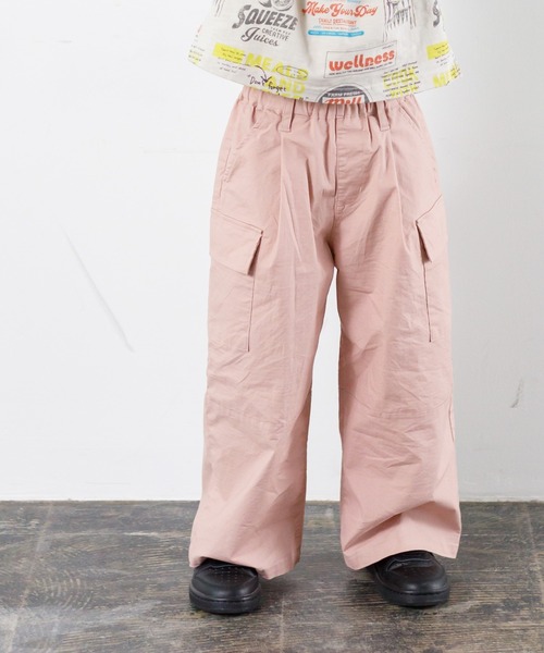 MAKE YOUR DAY(メイクユアデイ)の「ワイドシルエットカーゴパンツ■80~140cm(カーゴパンツ・キッズ・ベージュ/ピンク/カーキ・90/100/110/120/130/140/80)」の3枚目の写真