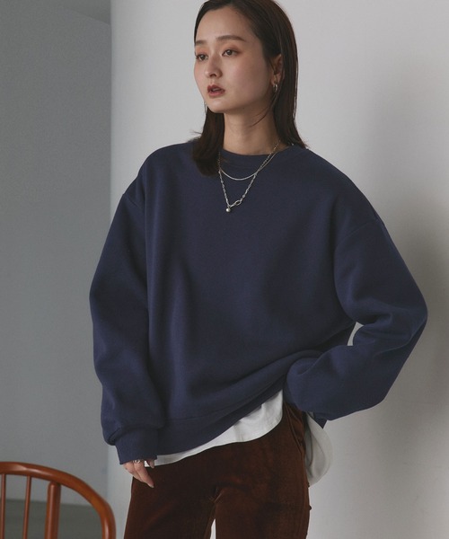 ad thie(アドティエ)の「裏起毛 ビッグプルオーバー(スウェット・レディース・オートミール/アイボリー/ネイビー/チャコール・FREE)」の4枚目の写真