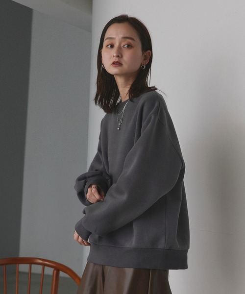 ad thie(アドティエ)の「裏起毛 ビッグプルオーバー(スウェット・レディース・オートミール/アイボリー/ネイビー/チャコール・FREE)」の8枚目の写真