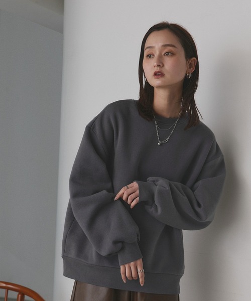 ad thie(アドティエ)の「裏起毛 ビッグプルオーバー(スウェット・レディース・オートミール/アイボリー/ネイビー/チャコール・FREE)」の7枚目の写真