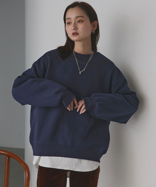 ad thie(アドティエ)の「裏起毛 ビッグプルオーバー(スウェット・レディース・オートミール/アイボリー/ネイビー/チャコール・FREE)」の17枚目の写真