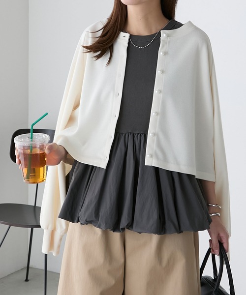 BONLECILL（ボンルシール）の「カップ付バルーンヘムタンクトップ（タンクトップ・レディース・チャコールグレー/オフホワイト/ブラック・FREE）」の7枚目の写真