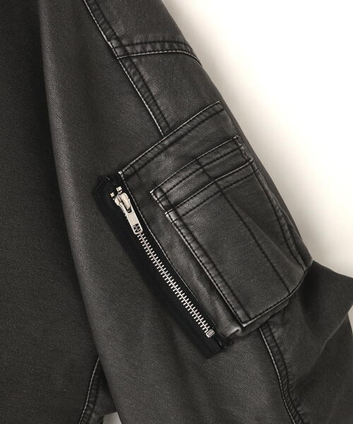 WHITELAND(ホワイトランド)の「WHITELAND/ホワイトランド/BIG PU MA-1(その他アウター・メンズ・チャコールグレー・F)」の12枚目の写真