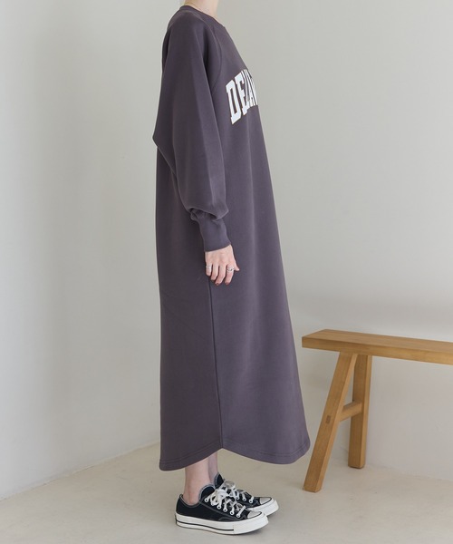 裏起毛カレッジロゴワンピース（ワンピース）｜meilmada（メイルマダ