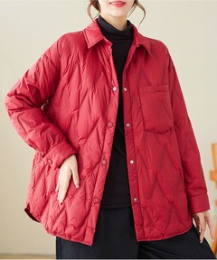 キルティングノーカラーブルゾン ミリタリージャケット（ノー