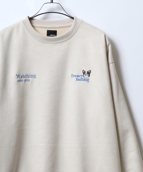 ANPAS(アンパス)の「Faux Suede Chenille Embroidery Sweat Shirt/サガラ刺繍 フェイクスエード スウェット トレーナー アニマル ゴースト ワンポイント刺繍(スウェット・メンズ・ホワイト系その他/ホワイト系その他3/ブルー系その他/グレー系その他2/ホワイト系その他2/グレー系その他・M/L)」の2枚目の写真