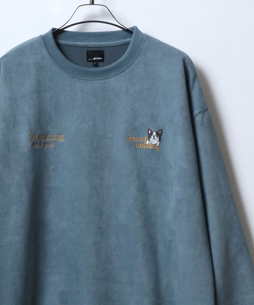 ANPAS(アンパス)の「Faux Suede Chenille Embroidery Sweat Shirt/サガラ刺繍 フェイクスエード スウェット トレーナー アニマル ゴースト ワンポイント刺繍(スウェット・メンズ・ホワイト系その他/ホワイト系その他3/ブルー系その他/グレー系その他2/ホワイト系その他2/グレー系その他・M/L)」の1枚目の写真