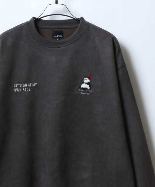 ANPAS(アンパス)の「Faux Suede Chenille Embroidery Sweat Shirt/サガラ刺繍 フェイクスエード スウェット トレーナー アニマル ゴースト ワンポイント刺繍(スウェット・メンズ・ホワイト系その他/ホワイト系その他3/ブルー系その他/グレー系その他2/ホワイト系その他2/グレー系その他・M/L)」の6枚目の写真