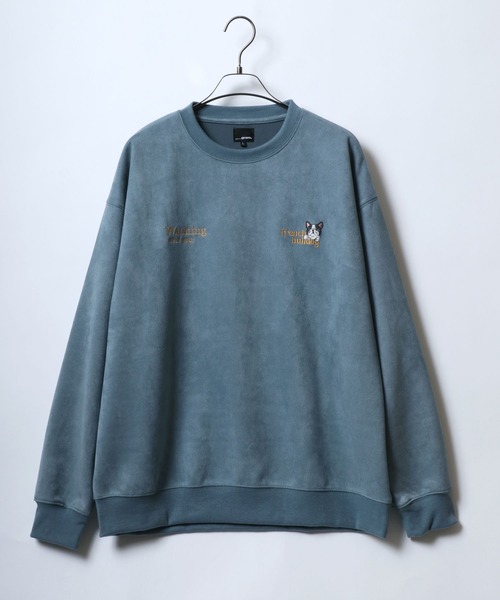 ANPAS(アンパス)の「Faux Suede Chenille Embroidery Sweat Shirt/サガラ刺繍 フェイクスエード スウェット トレーナー アニマル ゴースト ワンポイント刺繍(スウェット・メンズ・ホワイト系その他/ホワイト系その他3/ブルー系その他/グレー系その他2/ホワイト系その他2/グレー系その他・M/L)」の9枚目の写真