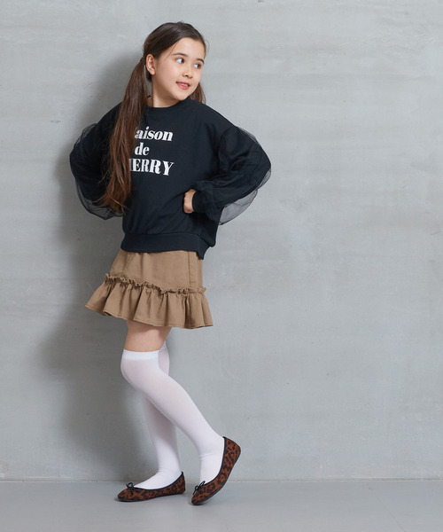 coca（coca）（コカ）の「キッズ ツイル裾フリル付きスカート（スカート・キッズ・ベージュ/ブラック・150/120/140/130）」の7枚目の写真