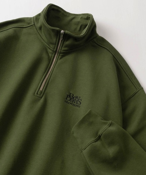 【BEN DAVIS/ベンデイビス】ブランドロゴ ワンポイント刺繍 ハーフジップスウェット/ビッグシルエット（スウェット）｜BEN DAVIS（ベンデイビス）